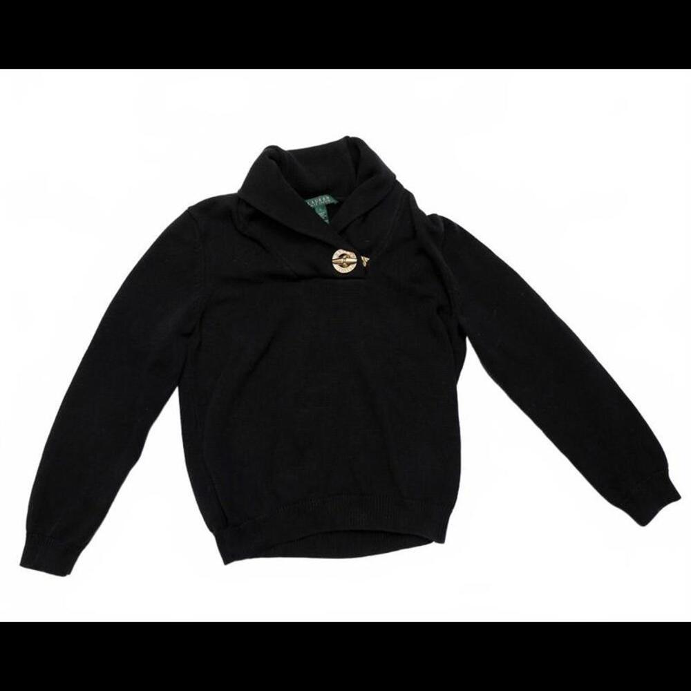 Ralph Lauren Black Draped Cowl Neck Pullover Sweater Woman Large
